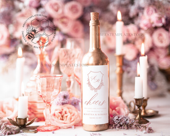 TEMPLETT wedding stationery Elegant wine label wedding template, wine label weddings editable, Instant download Modern wine label wedding Garden Printable, WRoses8 8/romanticroses/wine