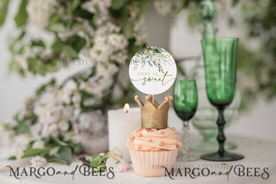 TEMPLETT wedding stationery Sage Green Round Favor Tag Template, Greenery Favor Tag Template, Editable Thank You Tag, Printable Wedding Gift Tags, Party Tags, WGreen4 4/greenbot/cake