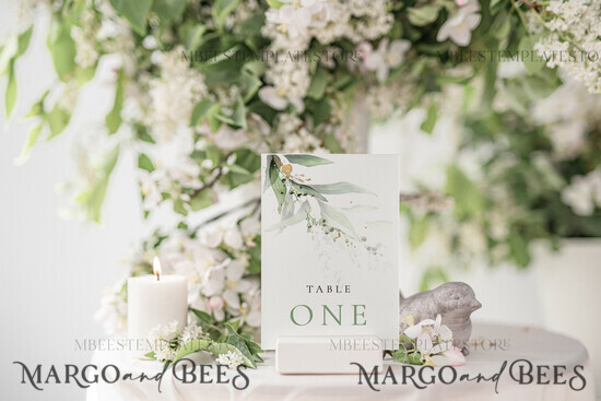 TEMPLETT wedding stationery Sage Green table number template, table numbers editable, Instant download Modern table numbers, Garden table number Printable, WSpr1 1/spring/tn
