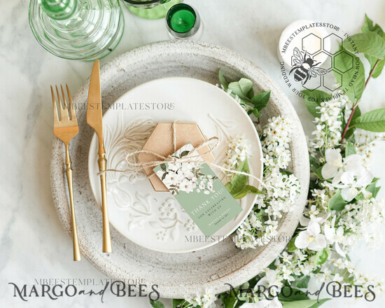 TEMPLETT wedding stationery Sage Green Favor Tag Template, Greenery Favor Tag Template, Editable Thank You Tag, Printable Wedding Gift Tags, Party Tags, WSpr3 3/spring/thkt