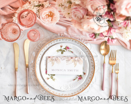 TEMPLETT wedding stationery Rustic escort card template, TENTED Place Cards editable, Instant download Modern place cards, Garden escort cards Printable, WPam5 5/bohopampas/pc