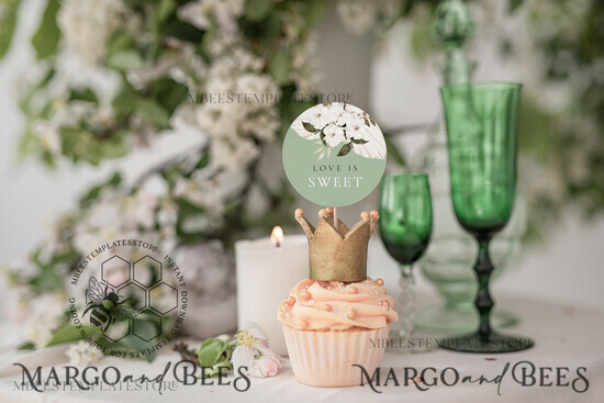 TEMPLETT wedding stationery Sage Green Round Favor Tag Template, Greenery Favor Tag Template, Editable Thank You Tag, Printable Wedding Gift Tags, Party Tags, WSpr3 3/spring/cake