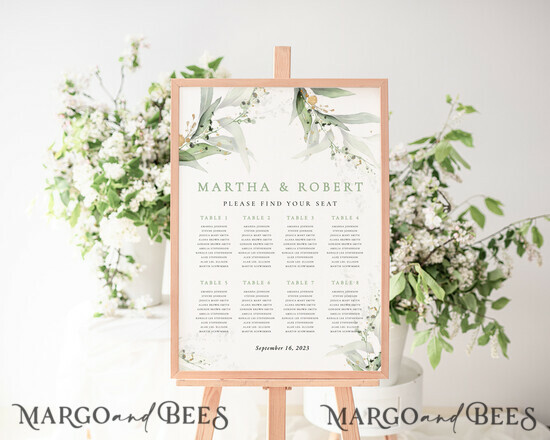 TEMPLETT wedding signs Greenery wedding welcome sign template, Wedding Seating Chart Template, Printable Seating Chart Wedding, Chart Sign Poster, WSpr1 1/spring/sc