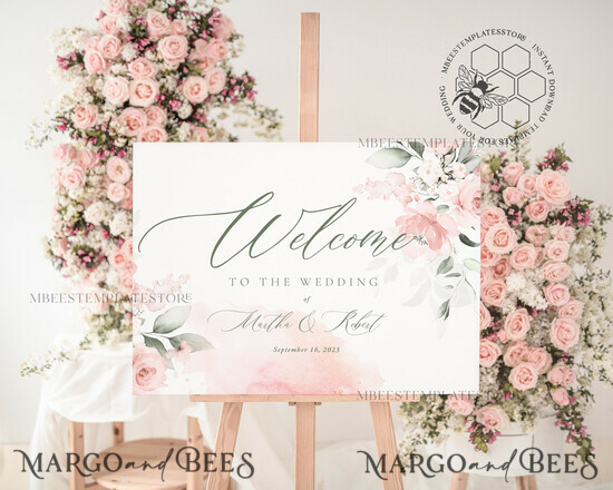 TEMPLETT wedding signs Boho wedding welcome sign template, Instant download Rustic Wedding Sign, Garden Sign Set Printable, Minimalist Large Sign, WRom1 1/romanticroses/wl
