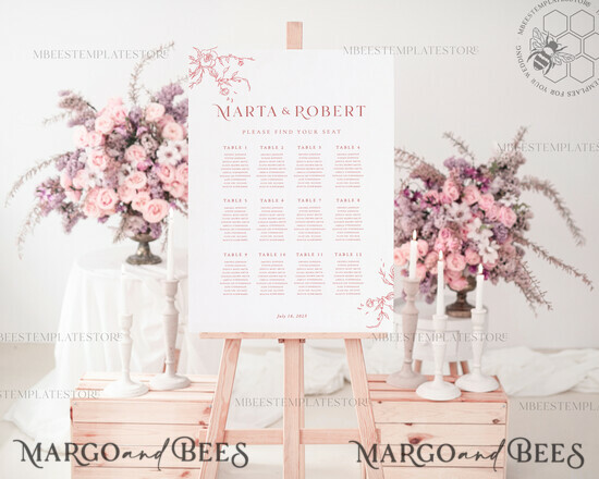TEMPLETT wedding signs Boho wedding welcome sign template, Wedding Seating Chart Template, Printable Seating Chart Wedding, Chart Sign Poster, WMin1 1/minimalistflo/sc