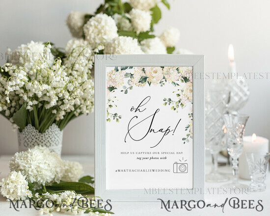 TEMPLETT wedding signs Green Oh Snap Wedding Hashtag Sign template, Instant download Greenery Wedding Instagram Sign, Hashtag Printable, Minimalist Sign, WRoses55 1/whiterose/os