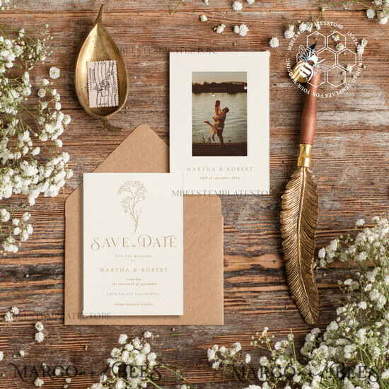 TEMPLETT save the date Boho save the date card template, Elegant Instant download save the date card, Rustic save the date cards Set Printable WGyp2 2/gypsophila/std