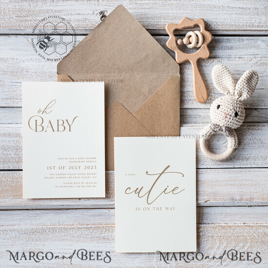 TEMPLETT baby shower Modern Baby Shower InvitationTemplate, Instant Download Printable Invites Home Printing, Simple Boho baby Boy shower Card Set 4/rus/babyshower