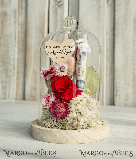 NEWLY WEDS COUPLE GIFTS Geldgeschenk zur Hochzeit Geschenkschachtel für Geld Geldgeschenk zur Hochzeit mit Strauß aus Trockenblumen personalisiert 05/bhKDR/KopMde