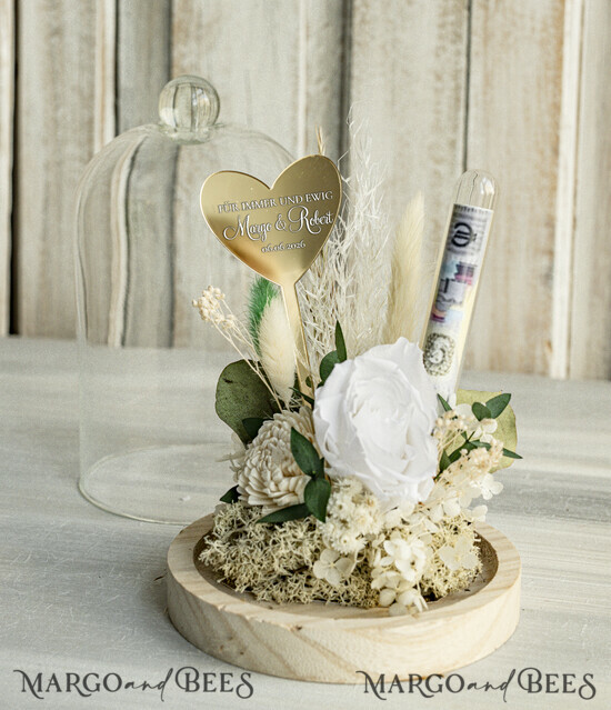 NEWLY WEDS COUPLE GIFTS Geldgeschenk zur Hochzeit Geschenkschachtel für Geld Geldgeschenk zur Hochzeit mit Strauß aus Trockenblumen personalisiert 07/bhKDR/KopMde