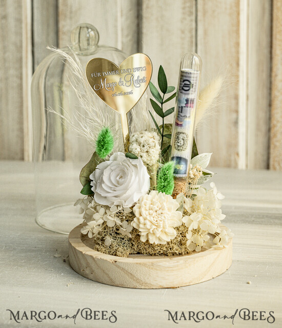 NEWLY WEDS COUPLE GIFTS Geldgeschenk zur Hochzeit Geschenkschachtel für Geld Geldgeschenk zur Hochzeit mit Strauß aus Trockenblumen personalisiert 06/bhKDR/KopMde