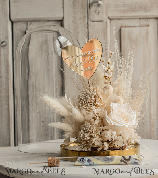 NEWLY WEDS COUPLE GIFTS Geldgeschenk zur Hochzeit Geschenkschachtel für Geld Geldgeschenk zur Hochzeit mit Strauß aus Trockenblumen personalisiert 04/bhK/KopDde