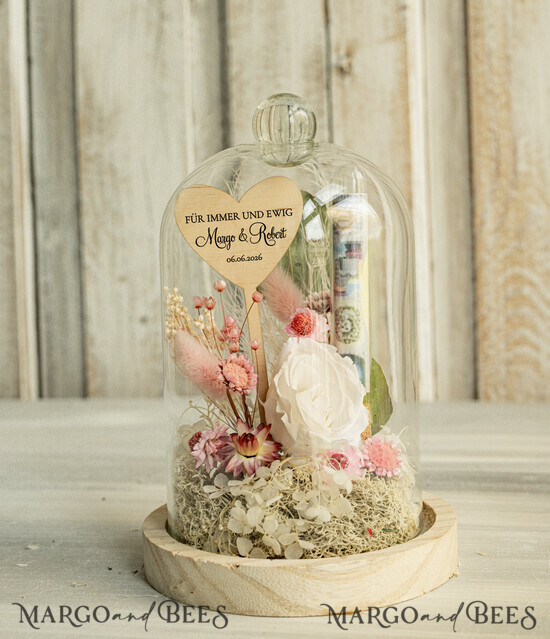 NEWLY WEDS COUPLE GIFTS Geldgeschenk zur Hochzeit Geschenkschachtel für Geld Geldgeschenk zur Hochzeit mit Strauß aus Trockenblumen personalisiert 03/bhKDR/KopMde