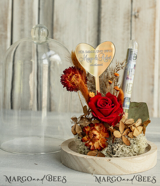 NEWLY WEDS COUPLE GIFTS Geldgeschenk zur Hochzeit Geschenkschachtel für Geld Geldgeschenk zur Hochzeit mit Strauß aus Trockenblumen personalisiert 02/bhKgld/KopMde