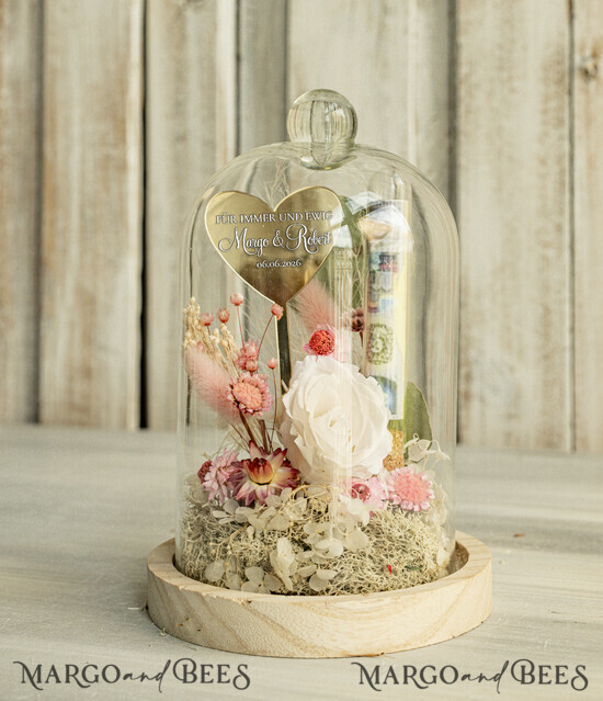 NEWLY WEDS COUPLE GIFTS Geldgeschenk zur Hochzeit Geschenkschachtel für Geld Geldgeschenk zur Hochzeit mit Strauß aus Trockenblumen personalisiert 05/bhKDR/KopMde
