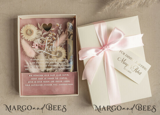 NEWLY WEDS COUPLE GIFTS Geldgeschenk zur Hochzeit Geschenkschachtel für Geld Geldgeschenk zur Hochzeit mit Strauß aus Trockenblumen personalisiert, Reagenzglas für Geld - gift box for money 05/bhPvel/BoxVpMde