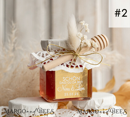 WEDDING FAVORS gastgeschenke hochzeit gastgeschenke hochzeit honig, Honiggeschenkglas mit Honig, handgemachte Gastgeschenke zur Hochzeit 02/hgold/MDD