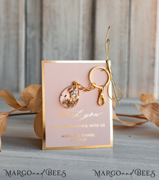 WEDDING FAVORS Resin Custom Resin Keychain Wedding Favors For Guests in bulk Custom Resin glamour golden Keychain, Golden personalised Thank you gifts Teardrop Keychain with Gold-Plated Stainless Steel Hardware 05/gldkch/fgK