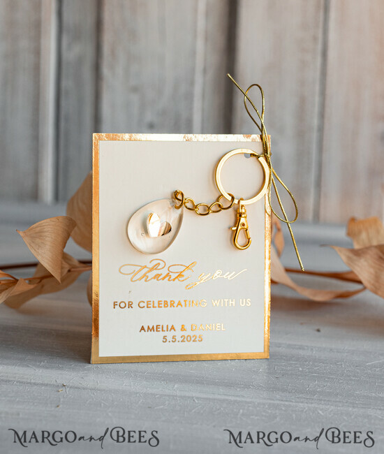WEDDING FAVORS Resin Custom Resin Keychain Wedding Favors For Guests in bulk Custom Resin modern mirror heart Keychain, Golden personalised Thank you gifts Teardrop Keychain with Gold-Plated Stainless Steel Hardware 01/gldkch/fgK