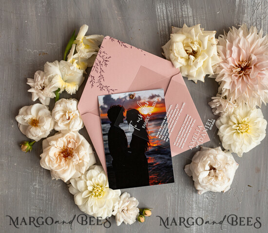 THANK YOU CARDS photo gold vellum plexi Plexi Wedding Photo Thank You Cards, Blush Pink Wedding Thank You Cards with Photo, Minimalist Thank You Cards Wedding 02/Plexism/Thcard