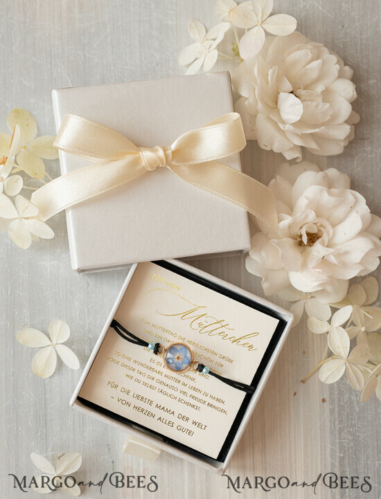 Geschenke zum Muttertag Schmuck für Mama zum Muttertag Geschenk für Mama – Armband mit Vergissmeinnicht-Blume in Geschenkbox mit Widmung 04/nzpM/BMaDE