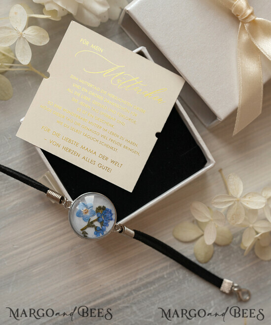 Geschenke zum Muttertag Schmuck für Mama zum Muttertag Geschenk für Mama – Armband mit Vergissmeinnicht-Blume in Geschenkbox mit Widmung 03/nzpM/BMaDE