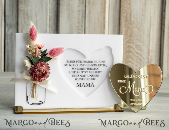 Geschenke zum Muttertag Grußkarten für Mama Acryl-Statuette mit Widmung & Trockenblumen – Muttertagskarte mit Herz Geschenk für Mama zum Muttertag. 02/KrDBpxst/BMaDE