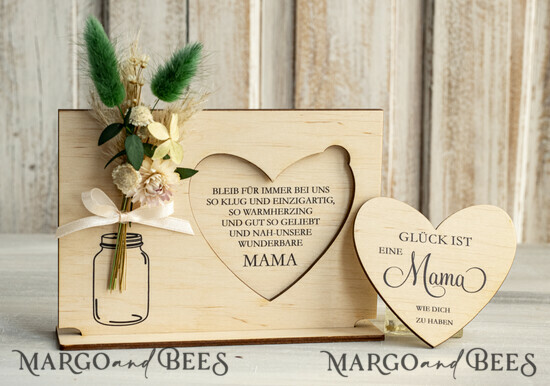 Geschenke zum Muttertag Grußkarten für Mama Geschenkidee zum Muttertag Holz-Statuette mit Widmung & Trockenblumen – Muttertagskarte mit Herz 04/KrDBpxstDR/BMaDE