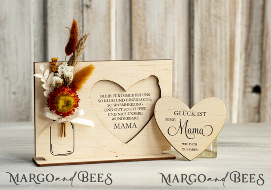 Geschenke zum Muttertag Grußkarten für Mama Geschenkidee zum Muttertag Holz-Statuette mit Widmung & Trockenblumen – Muttertagskarte mit Herz 03/KrDBpxstDR/BMaDE