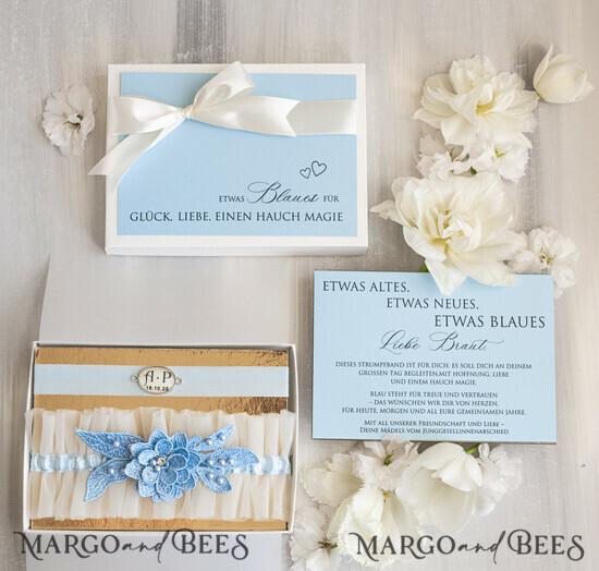 BRIDE bolero, robes, garter Geschenkidee für die Braut Strumpfband Strumpfband Etwas Blaues Geschenk für die Braut von der Trauzeugin JGA 03/tmBKorecru/podDE