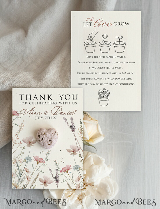 WEDDING FAVORS Seeds of Love Wedding Favor gifts in bulk Personalized Seed Card With Plantable Seed Paper. Wildflower Seed Paper. Thank you gifts for guests 12/rser/SeedFG