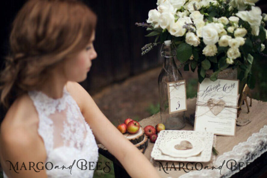 TABLE DECOR SIGNS romantic Rustic Wedding Table Numbers with Burlap Twine, Barn Wedding Table Cards, Handmade Eco Romantic Ecru Personalized Cards, Simple Rustic Lace Wedding Table Décor