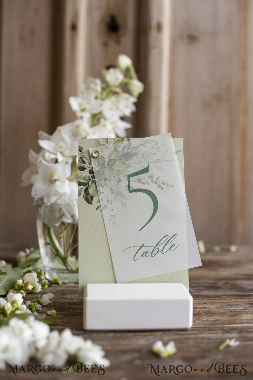 TABLE DECOR SIGNS romantic Tuscany Botanical Wedding Table Numbers, Elegant Green Table Cards, Italian Style Table Décor, Simple Romantic Vellum Table Signs, Modern Olive Table Numbers