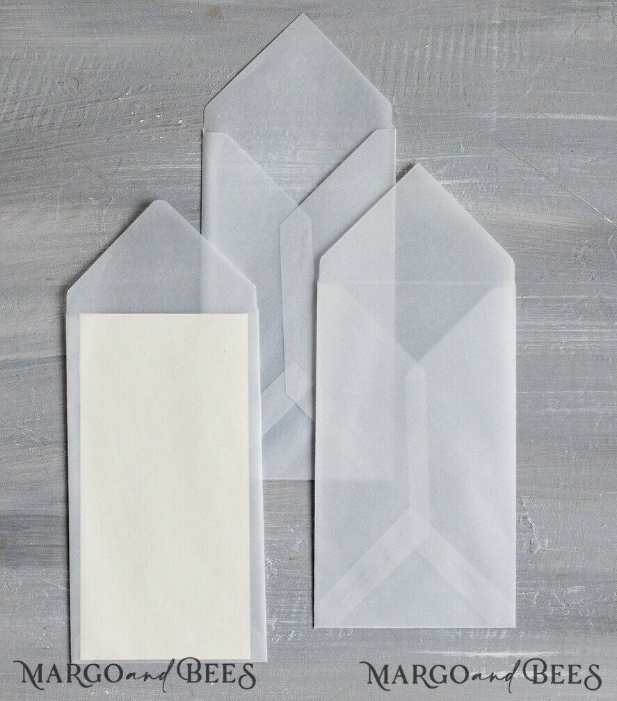 WEDDING INVITATIONS Velvet Envelopes DL Vellum Transparent envelopes for invitations, Long handmade Envelopes for Wedding cards