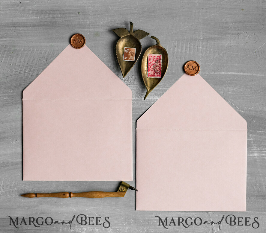 WEDDING INVITATIONS Velvet Envelopes Blush Pink Handmade envelopes with Liner for invitations, handmade Craft Envelopes fo Wedding cards