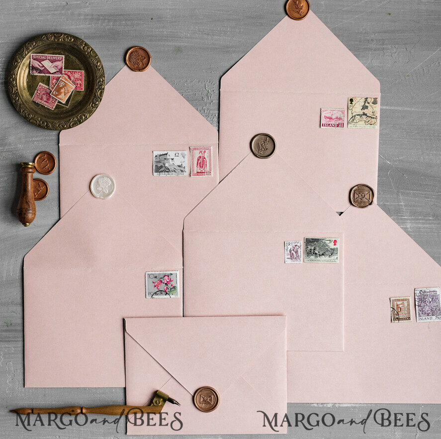 WEDDING INVITATIONS Velvet Envelopes Blush Pink Handmade envelopes with Liner for invitations, handmade Craft Envelopes fo Wedding cards