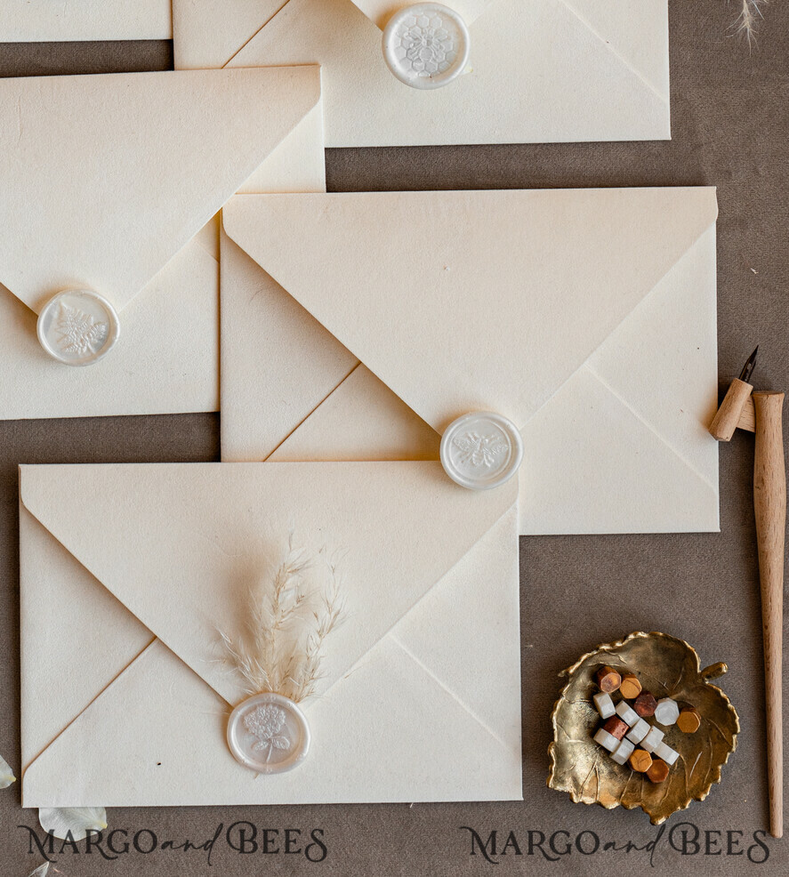 WEDDING INVITATIONS Velvet Envelopes ivory Velvet envelopes for invitations, a7 handmade Velvet Envelopes for Wedding cards
