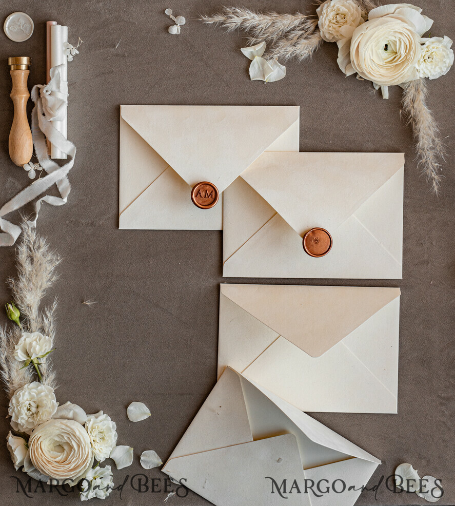 WEDDING INVITATIONS Velvet Envelopes ivory Velvet envelopes for invitations, a7 handmade Velvet Envelopes for Wedding cards