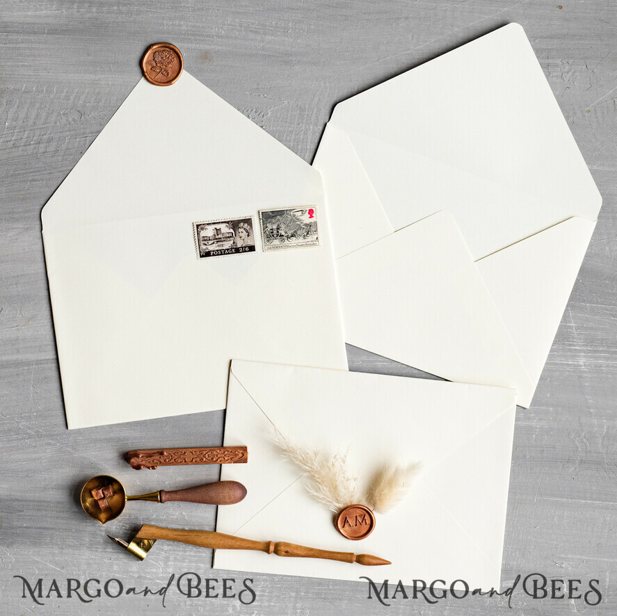 WEDDING INVITATIONS Velvet Envelopes Ivory Handmade envelopes with Liner for invitations, handmade Craft Envelopes fo Wedding cards