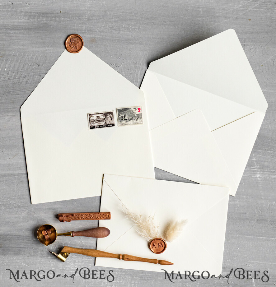 WEDDING INVITATIONS Velvet Envelopes Ivory Handmade envelopes with Liner for invitations, handmade Craft Envelopes fo Wedding cards