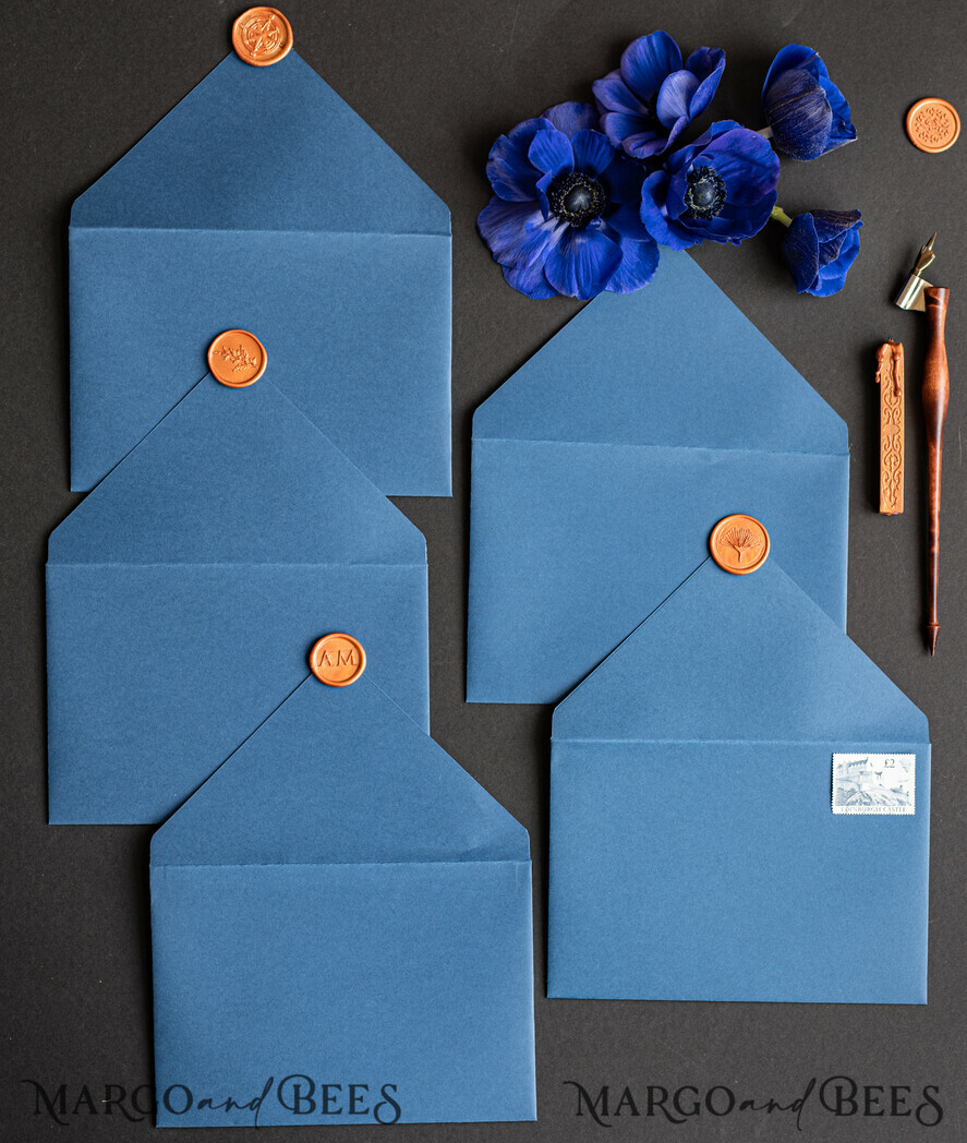 WEDDING INVITATIONS Velvet Envelopes navy envelopes for invitations with velvet liners, a7 handmade Envelopes with velvet liner for Wedding cards