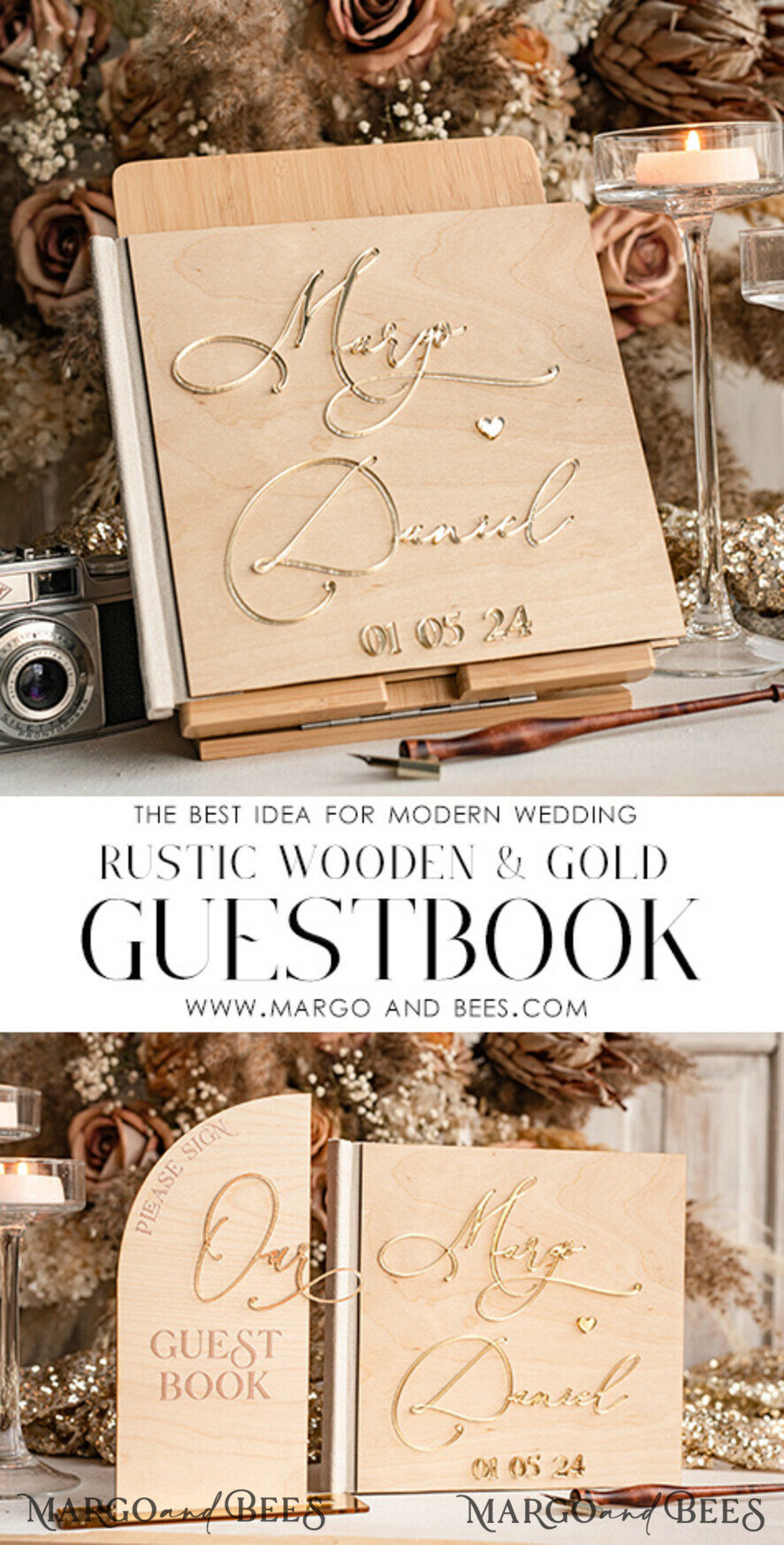 WEDDING GUEST BOOKS Wooden Rustic Guestbooks Rustic Wooden Wedding GuestBook, Boho Instax Instant Photo Booth, Wood Album Rustic guest book polaroids