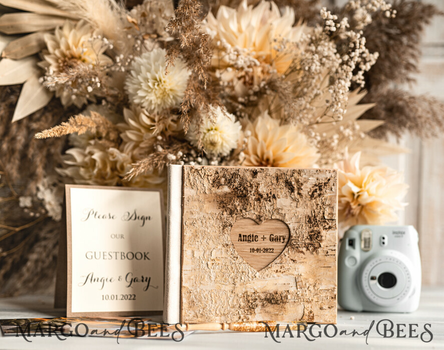 WEDDING GUEST BOOKS Wooden Rustic Guestbooks Rustic Wooden Wedding GuestBook, Boho Instax Instant Photo Booth, Wood Album Rustic guest book polaroids