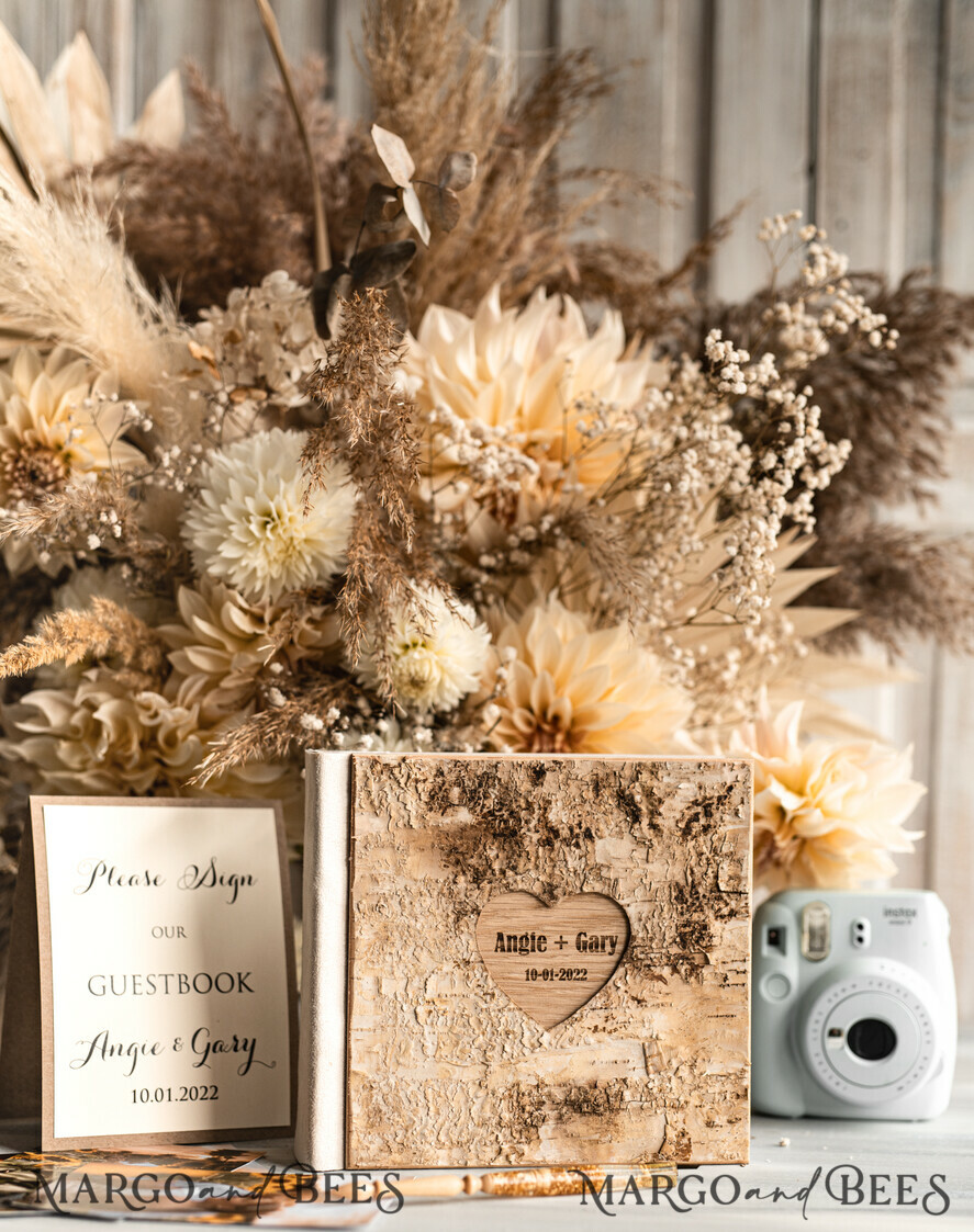WEDDING GUEST BOOKS Wooden Rustic Guestbooks Rustic Wooden Wedding GuestBook, Boho Instax Instant Photo Booth, Wood Album Rustic guest book polaroids