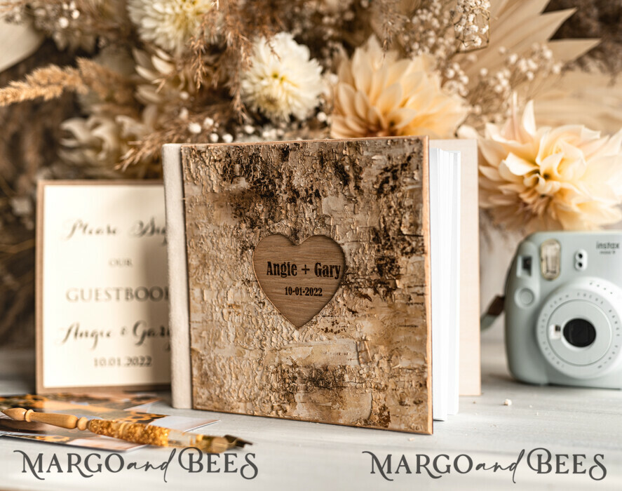 WEDDING GUEST BOOKS Wooden Rustic Guestbooks Rustic Wooden Wedding GuestBook, Boho Instax Instant Photo Booth, Wood Album Rustic guest book polaroids