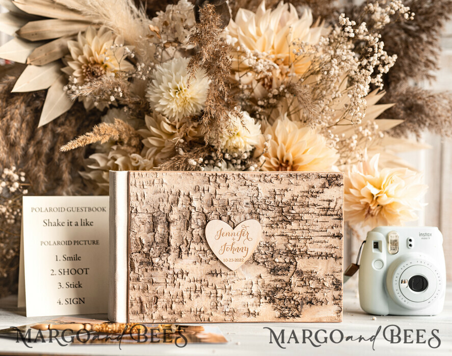 WEDDING GUEST BOOKS Wooden Rustic Guestbooks Rustic Wooden Wedding GuestBook, Boho Instax Instant Photo Booth, Wood Album Rustic guest book polaroids