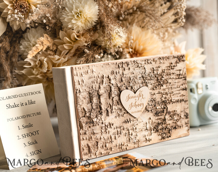 WEDDING GUEST BOOKS Wooden Rustic Guestbooks Rustic Wooden Wedding GuestBook, Boho Instax Instant Photo Booth, Wood Album Rustic guest book polaroids