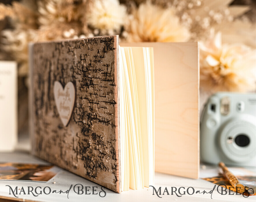 WEDDING GUEST BOOKS Wooden Rustic Guestbooks Rustic Wooden Wedding GuestBook, Boho Instax Instant Photo Booth, Wood Album Rustic guest book polaroids