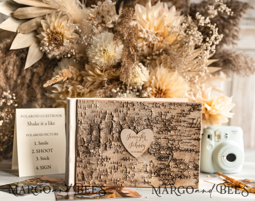 WEDDING GUEST BOOKS Wooden Rustic Guestbooks Rustic Wooden Wedding GuestBook, Boho Instax Instant Photo Booth, Wood Album Rustic guest book polaroids