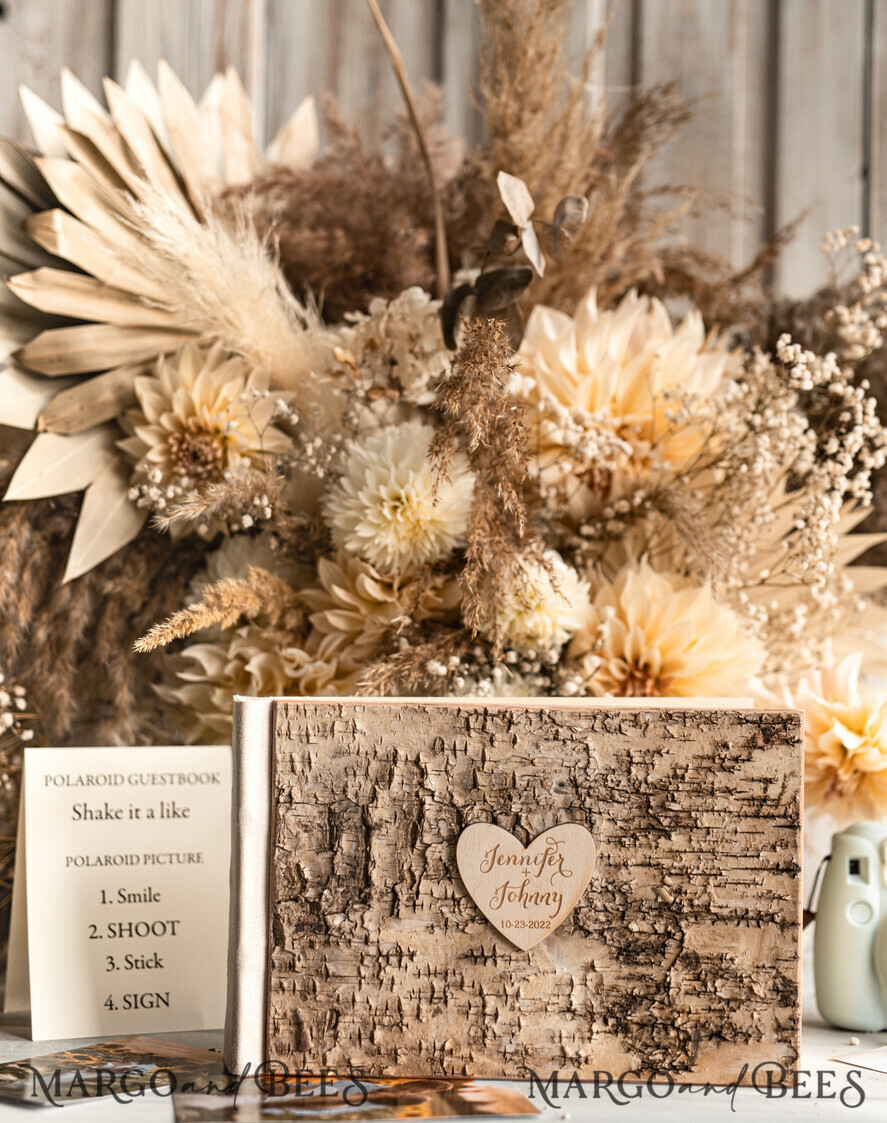 WEDDING GUEST BOOKS Wooden Rustic Guestbooks Rustic Wooden Wedding GuestBook, Boho Instax Instant Photo Booth, Wood Album Rustic guest book polaroids